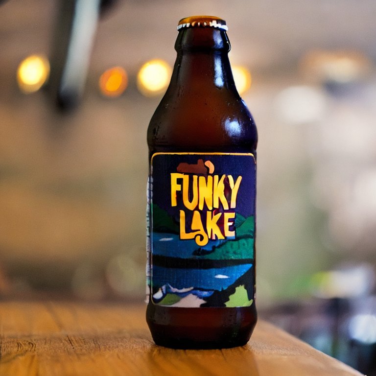 A hand holding a large beer, overlooking a pink lake