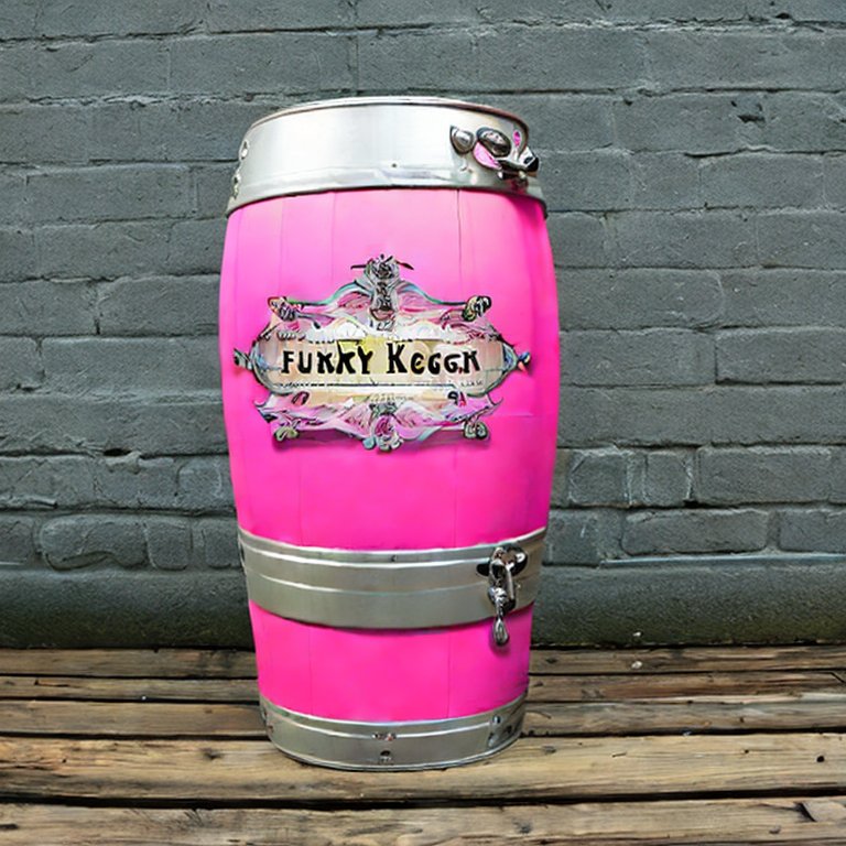 A hand holding a large beer, overlooking a pink lake